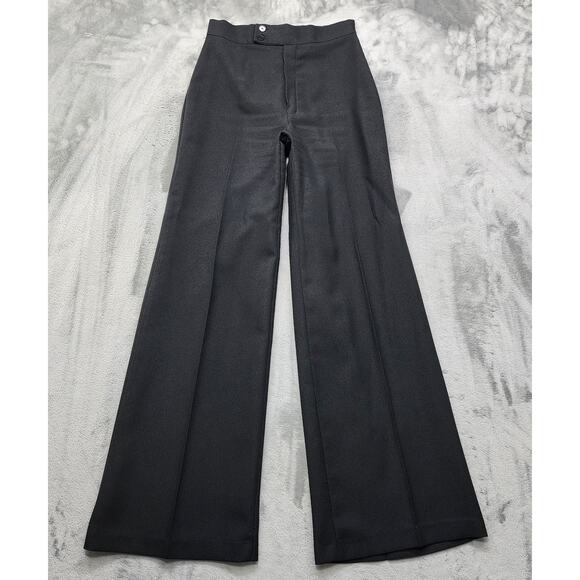 Unbranded Pants - Vintage 70s Pants Womens 26 Black High Rise Bell Bottoms Wide Leg Office Preppy